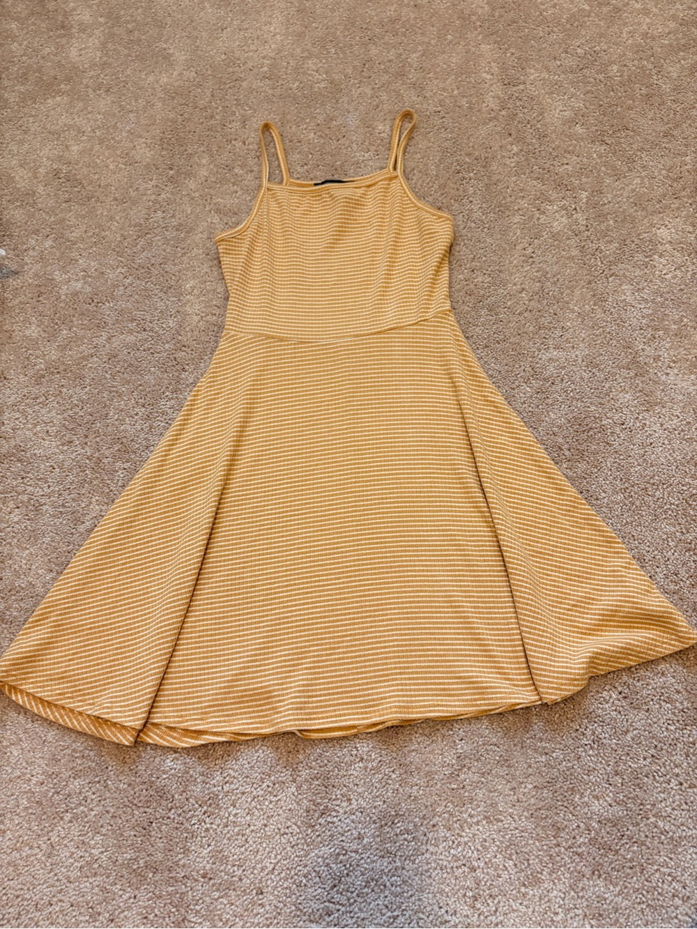 Forever 21 Yellow Striped Spaghetti Strap Skater Dress